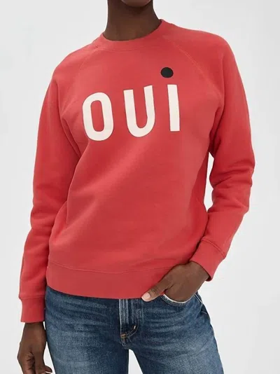 Clare V Oui Sweatshirt In Super Red With Cream And Black In Multi