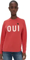 Clare V Oui Sweatshirt Super Red W/ Cream & Black In Red