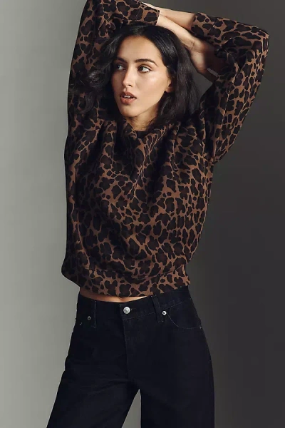Clare V Oversized Animal Print Sweatshirt In Brown