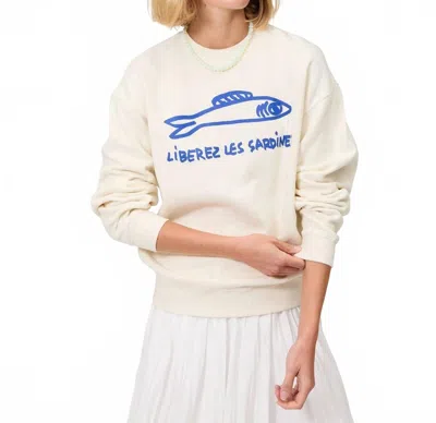 Clare V Oversized Crewneck Sweatshirt In Cream In Neutral