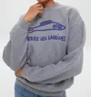 Clare V Oversized Sardine Crew Neck Sweatshirt In Gray In Gray