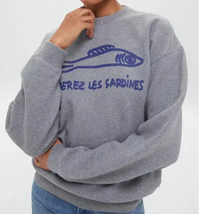 Clare V Oversized Sardine Crew Neck Sweatshirt In Gray