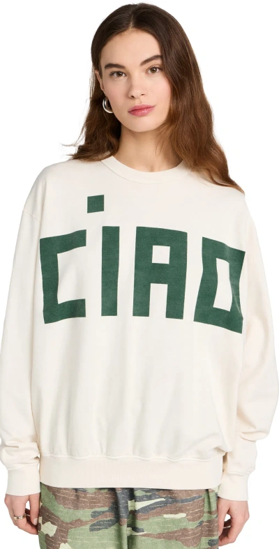 Clare V Oversized Sweatshirt Cream W/ Evergreen Grand Block