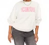 Clare V Oversized Sweatshirt With Iconique In Oyster White W/ Peony In White