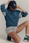 Clare V Oversized Varsity Sweatshirt In Blue