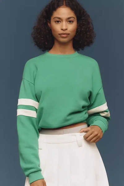 Clare V Oversized Varsity Sweatshirt In Green