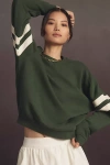 Clare V Oversized Varsity Sweatshirt In Green