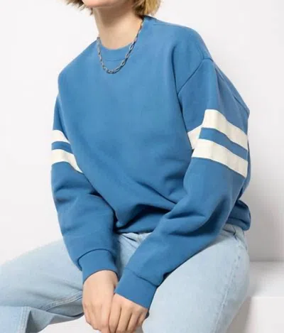 Clare V Oversized Varsity Sweatshirt In Desert Blue/cream