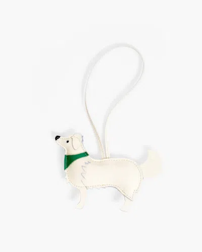 Clare V Paco Fob Dog-shaped Bag Charm In Cream In White