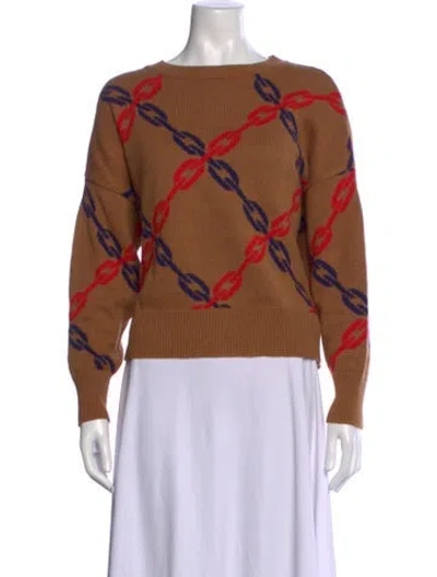 Pre-owned Clare V Patterned Crew Neck Sweater In Brown