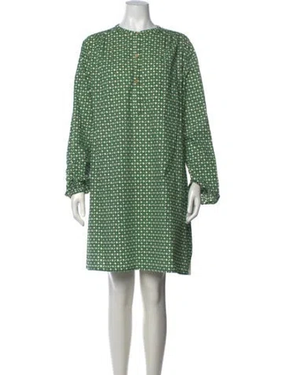 Pre-owned Clare V Patterned Mini Dress In Green