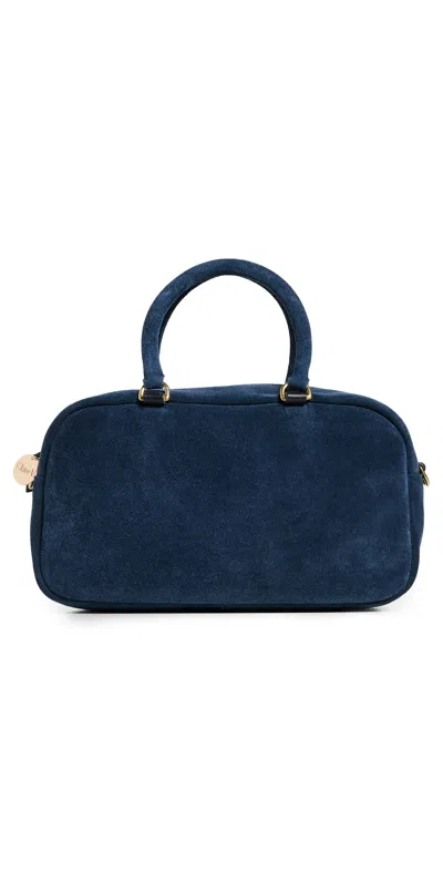 Clare V Petit Claudine Bag Bright Navy Suede In Blue