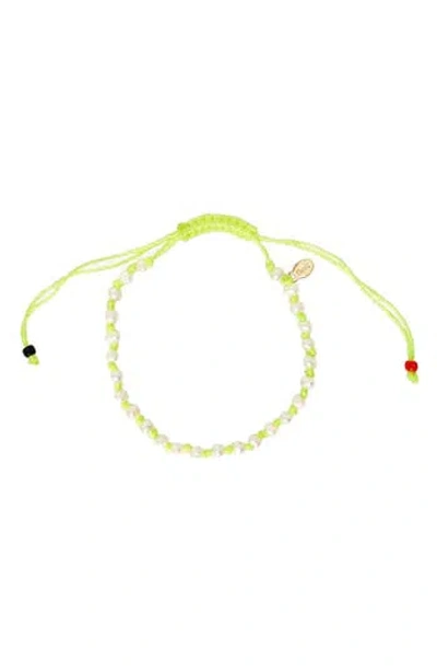 Clare V . Petit Freshwater Pearl Seed Beaded Bracelet In Yellow