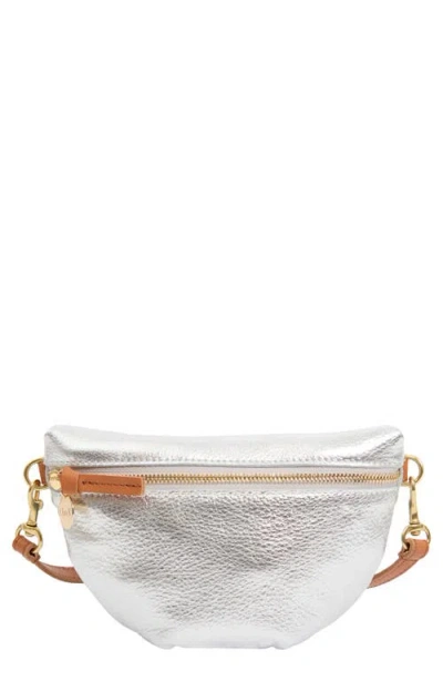 Clare V . Petit Metallic Leather Belt Bag In Silver