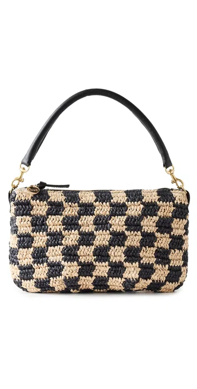 Clare V Petit Moyen Messenger Bag Black & Natural Checker