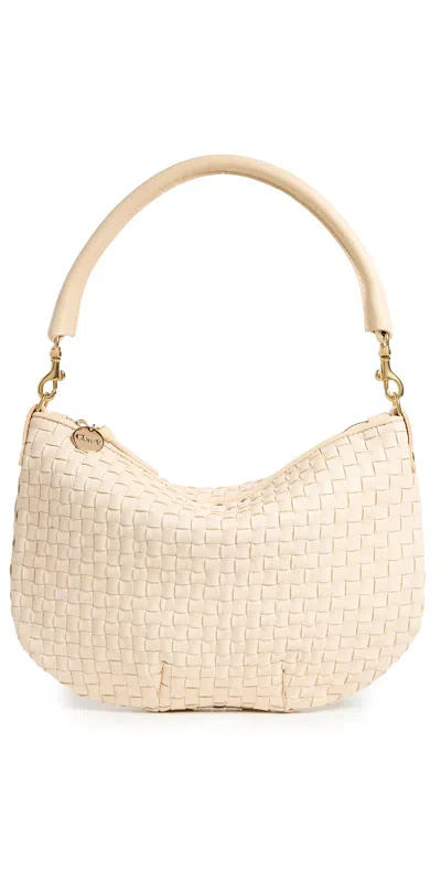 CLARE V PETIT MOYEN MESSENGER BAG CREME WOVEN