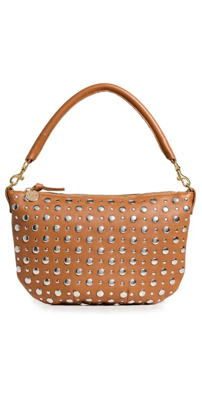 Clare V Petit Moyen Messenger Bag Cuoio Nappa W/ Studs In Brown