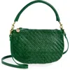 Clare V . Petit Moyen Messenger Bag In Evergreen Woven Zig Zag