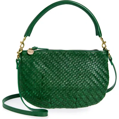 Clare V . Petit Moyen Messenger Bag In Evergreen Woven Zig Zag