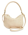 Clare V Petit Moyen Messenger Woven Leather Checker Crossbody In Cream Woven Checker
