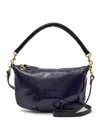 Clare V Petit Moyen Messenger Woven Leather Checker Crossbody In Blue