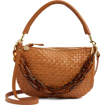 Clare V . Petit Moyen Woven Leather Messenger Bag In Blue