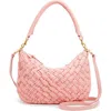 Clare V . Petit Moyen Woven Leather Messenger Bag In Blush Puffy Woven