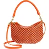 Clare V . Petit Moyen Woven Leather Messenger Bag In Bright Poppy & Bordeaux Woven