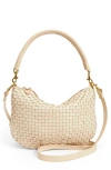 Clare V Petit Moyen Messenger Woven Leather Checker Crossbody In Cream Woven Checker