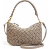 Clare V . Petit Moyen Woven Leather Messenger Bag In Dove Grey