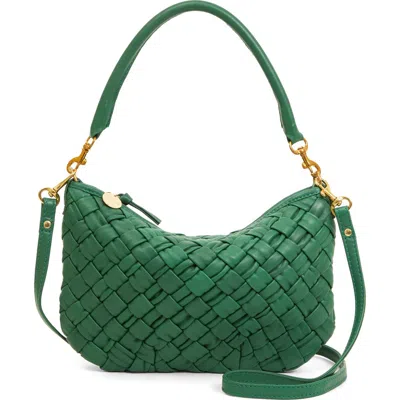 Clare V . Petit Moyen Woven Leather Messenger Bag In Fern