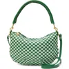 Clare V . Petit Moyen Woven Leather Messenger Bag In Fern Mist Woven Checker