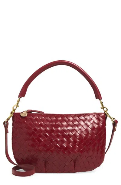 Clare V . Petit Moyen Woven Leather Messenger Bag In Garnet