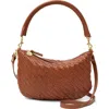 Clare V . Petit Moyen Woven Leather Messenger Bag In Hazelnut Woven Zig Zag