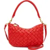 Clare V . Petit Moyen Woven Leather Messenger Bag In Rossa