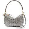 Clare V . Petit Moyen Woven Leather Messenger Bag In Silver