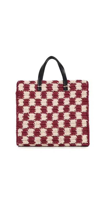 Clare V Petit Summer Mini Crochet Tote Plummy/cream