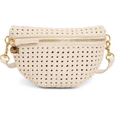 Clare V . Petite Fanny Rattan Woven Leather Belt Bag In Neutral