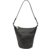 Clare V Petite Jeanne Woven Leather Bucket Bag In Black Woven Checker