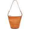 Clare V . Petite Jeanne Woven Leather Shoulder Bag In Natural Woven Checker