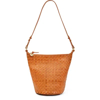 Clare V . Petite Jeanne Woven Leather Shoulder Bag In Natural Woven Checker