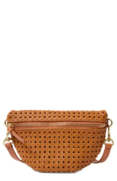 Clare V . Petite Woven Leather Belt Bag In Brown