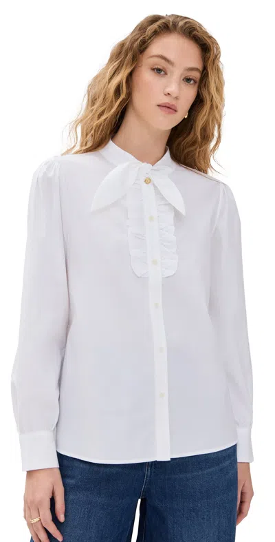 Clare V Pia Blouse White Cotton Oxford