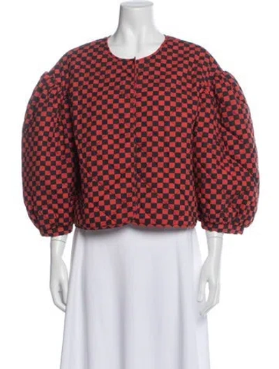 Pre-owned Clare V Plaid Print Evening Jacket In Red