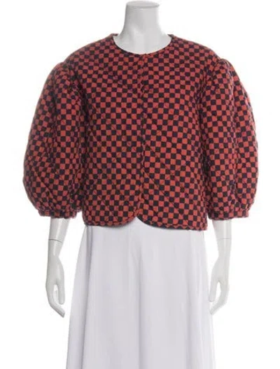 Pre-owned Clare V Plaid Print Jacket In Red