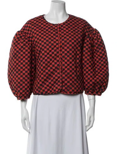 Pre-owned Clare V Plaid Print Jacket In Red