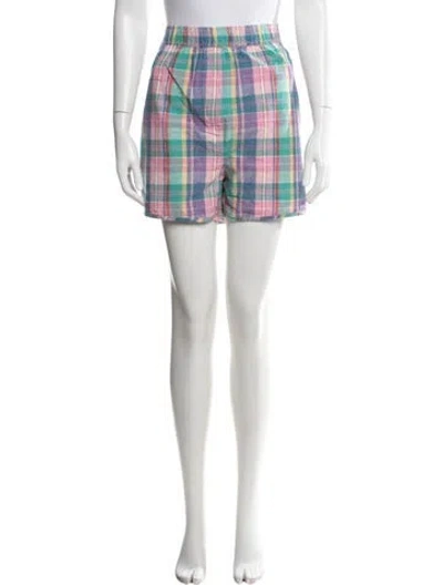 Pre-owned Clare V Plaid Print Mini Shorts W/ Tags In Multi