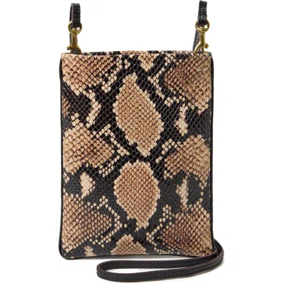 Clare V . Poche Snakeskin-embossed Leather Crossbody Bag In Brown