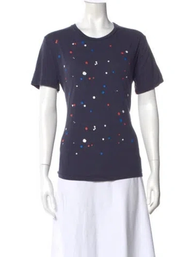 Pre-owned Clare V Polka Dot Print Crew Neck T-shirt In Blue