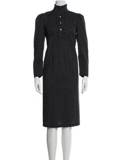 Pre-owned Clare V Polka Dot Print Knee-length Dress In Black